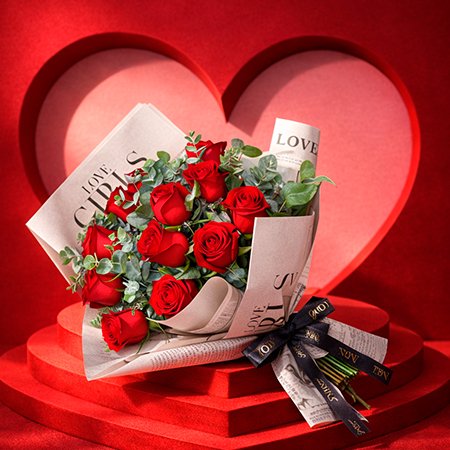Rosas Vermelhas com chocolates para o Valentine's Day