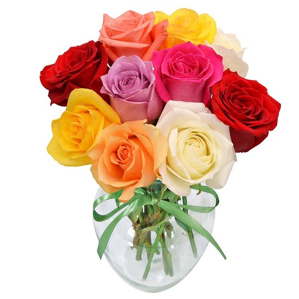 Surpresa de Rosas Coloridas no Vaso