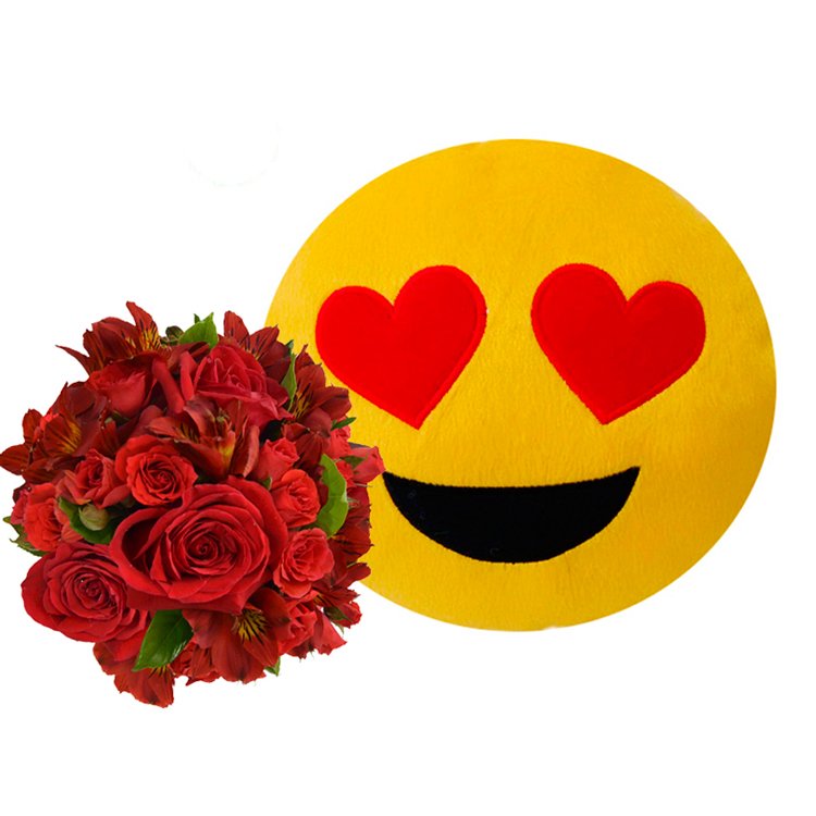 Buquê Vermelho & Emoji Apaixonado