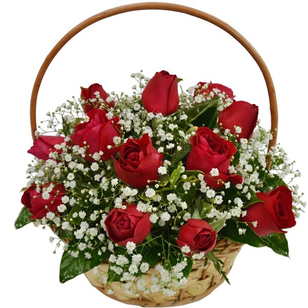 Cesta de 12 Rosas Vermelhas