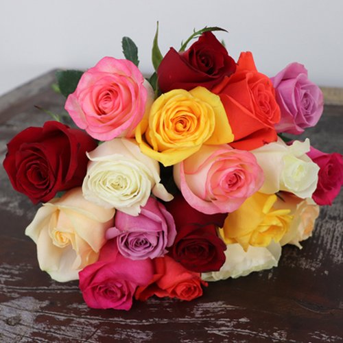 Buquê de 18 Rosas Coloridas