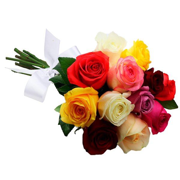 Buquê de 12 Rosas Coloridas