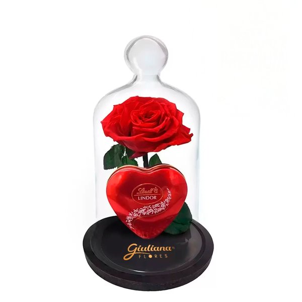 A Rosa Encantada Vermelha e Coração Lindt 50g