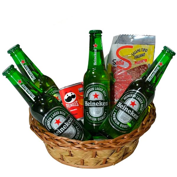 Cesta de Cerveja Heineken e Petiscos