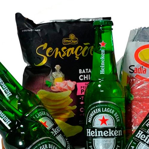 Cesta de Cerveja Heineken e Petiscos