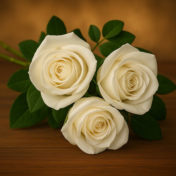 Buquê de 3 Rosas Brancas