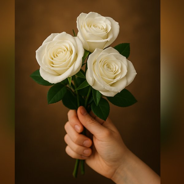 Buquê de 3 Rosas Brancas
