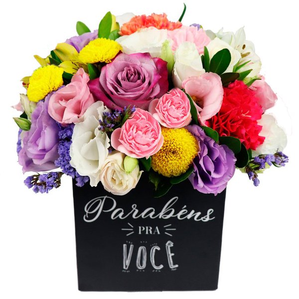 Mix de Flores no Box Parabéns pra Você