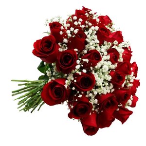 Imagem de Buquê de 30 Rosas Vermelhas com Gypsophila
