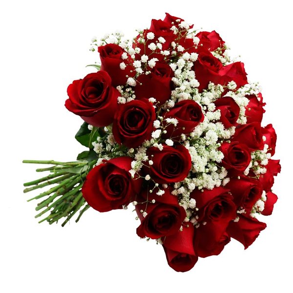 Buquê de 30 Rosas Vermelhas com Gypsophila