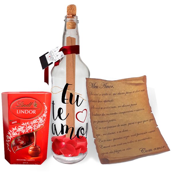 Carta Amor na Garrafa e Caixa Lindt