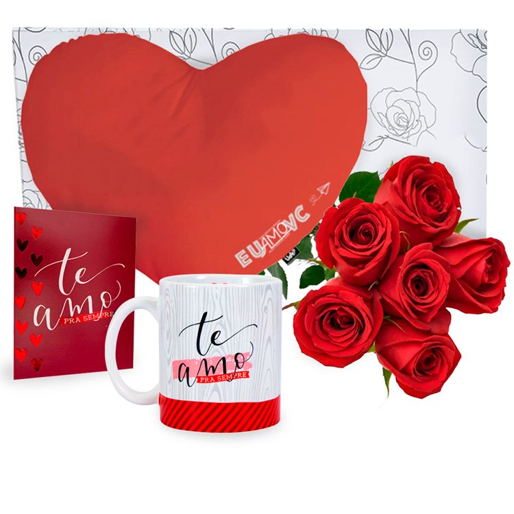 Buquê com 6 Rosas Vermelhas e Kit Amor Infinito Uatt?