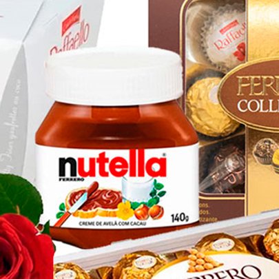 Buquê de 6 Rosas Vermelhas e Guloseimas Rocher