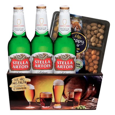 Kit Cerveja Stella Artois e Mix de Amendoim