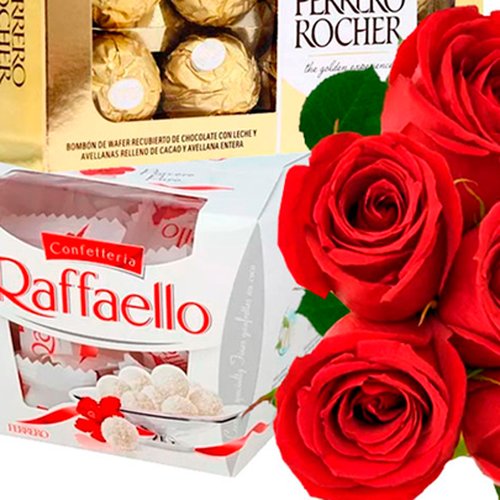 6 Rosas Vermelhas e Ferrero Rocher