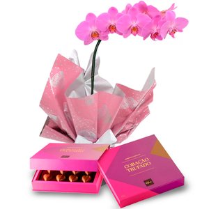 Imagem de Orquídea Pink e Caixa Corações Trufados Ofner