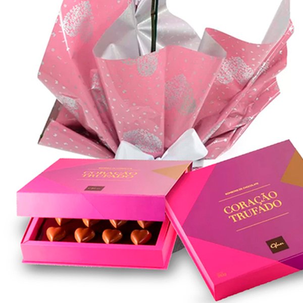 Orquídea Pink e Caixa Corações Trufados Ofner