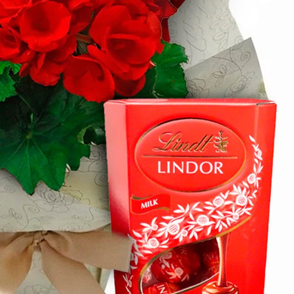 Mini Buquê de Rosa Spray Vermelho e Urso Eu Amo Você