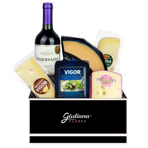 Imagem de Cesta Gourmet De Queijo e Vinhos