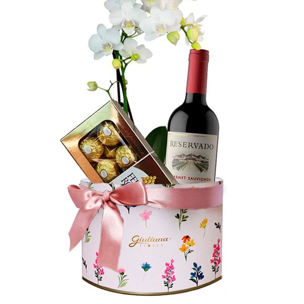 Sofisticada Mini Orquídea Branca e Vinho
