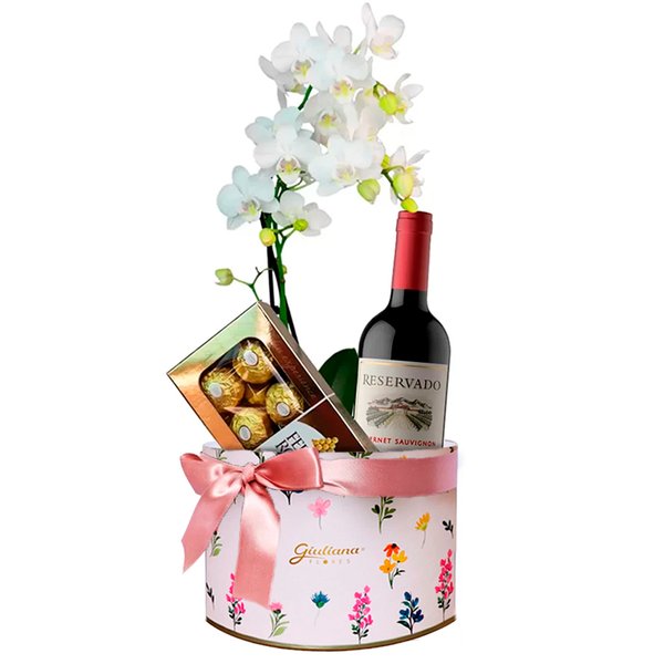 Sofisticada Mini Orquídea Branca e Vinho