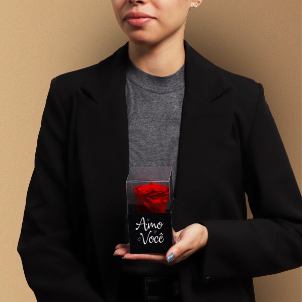 Rosa Encantada Vermelha "Amo Você"
