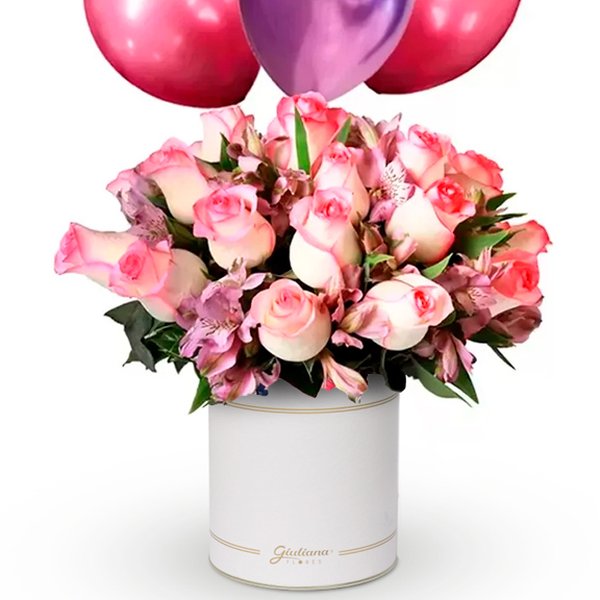 Box com Flores e Balões da Sorte