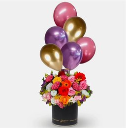 Imagem de Box com Flores e Balões Alegria