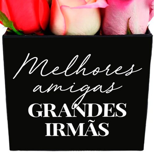 Rosas Coloridas no Box Melhores Amigas Grandes Irmãs