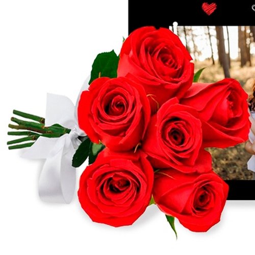 Kit Rosas Vermelhas e Quadro Te Amo Muito