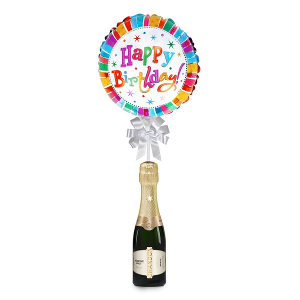 Balão Happy Birthday Colorido e Chandon Baby