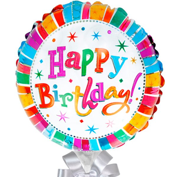 Balão Happy Birthday Colorido e Chandon Baby
