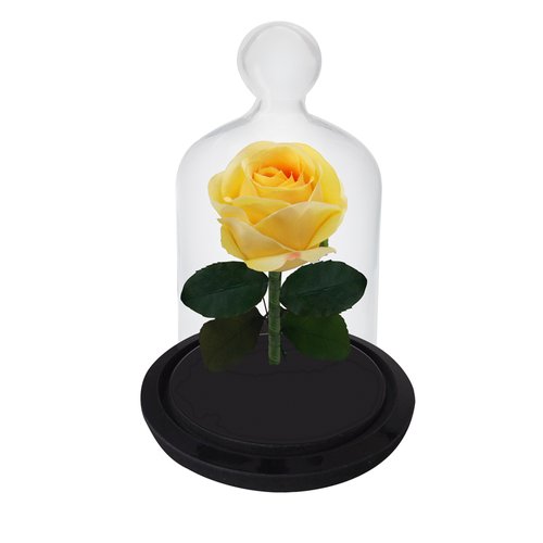 Rosa Amarela Artificial na Cúpula de Vidro