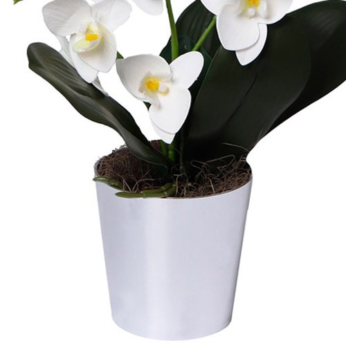 Orquídea Artificial Branco no Vaso de Acrílico