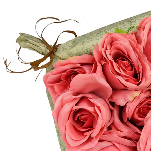 Ramalhete de Nove Rosas Artificiais Cor de Rosa