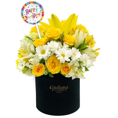 Radiantes Flores Amarelas Happy Birthday