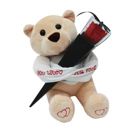 Imagem de Urso Louco e Cone Preto de Rosa Encantada Vermelha