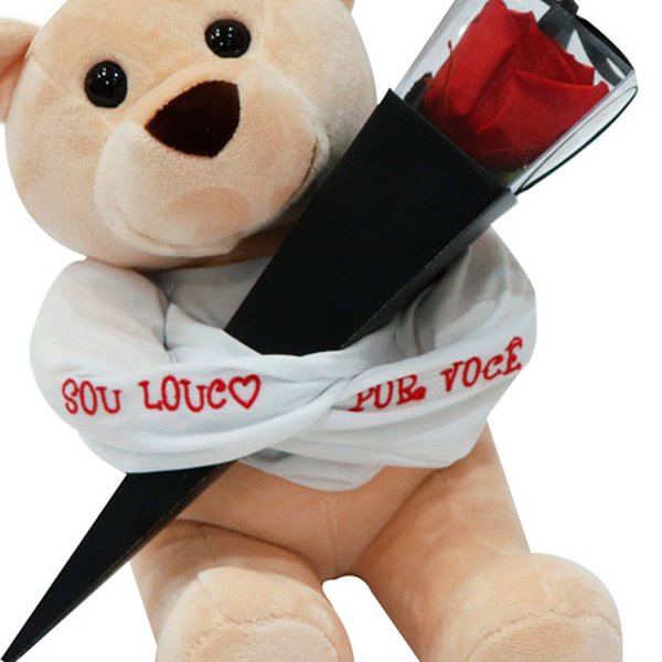 Urso Louco e Cone Preto de Rosa Encantada Vermelha