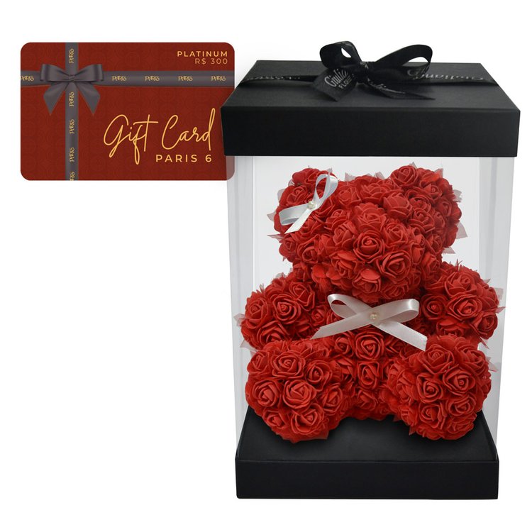 Gift Card Platinum Paris 6 e Teddy Flowers Red