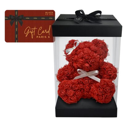 Gift Card Black Paris 6 e Teddy Flowers Red