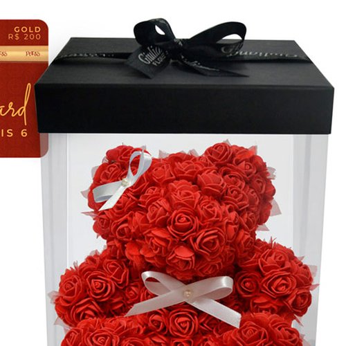 Gift Card Gold Paris 6 e Teddy Flowers Red
