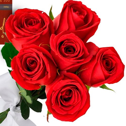 Gift Card Platinum Paris 6 e Buquê de 6 Rosas Vermelhas
