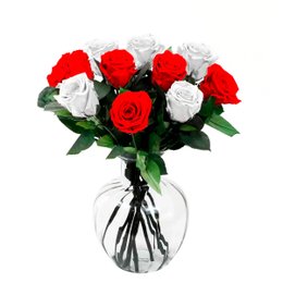 Imagem de Arranjo de Rosas Encantadas Vermelhas e Brancas