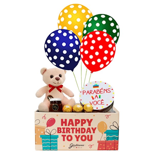 Cesta de Aniversário com Balões