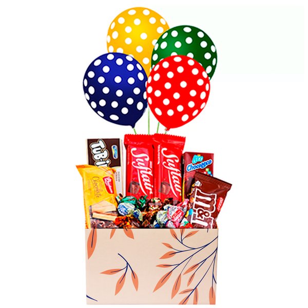 Cesta Doces e Chocolates com Balão