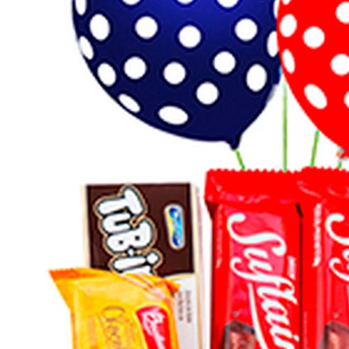 Cesta Doces e Chocolates com Balão