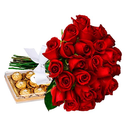 Especial Buquê de 24 Rosas Vermelhas com Ferrero - Rappi