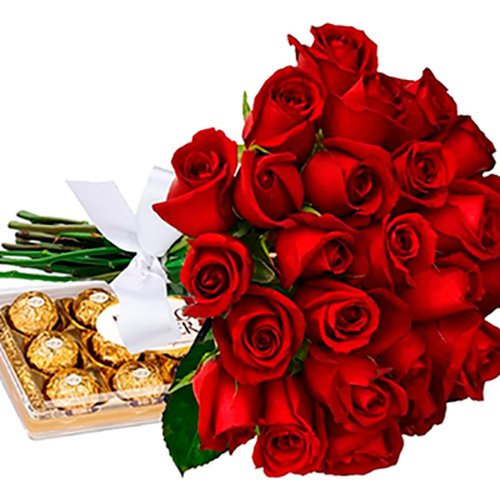 Especial Buquê de 24 Rosas Vermelhas com Ferrero - Rappi