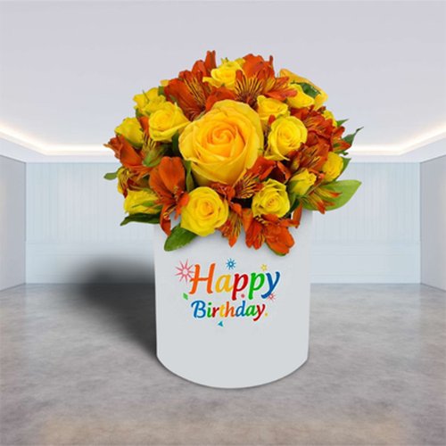 Mix de Flores Amarela Happy Birthday