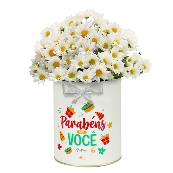 Margaridinha Branca Happy Birtday